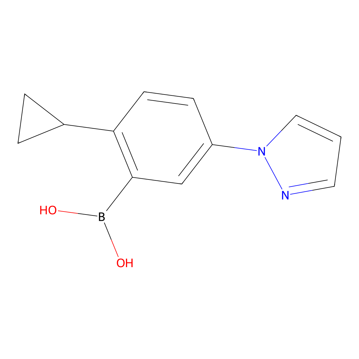 (2-Cyclopropyl-5-(1H-pyrazol-1-yl)phenyl)boronic acid molecular structure, CAS 2225177-52-4