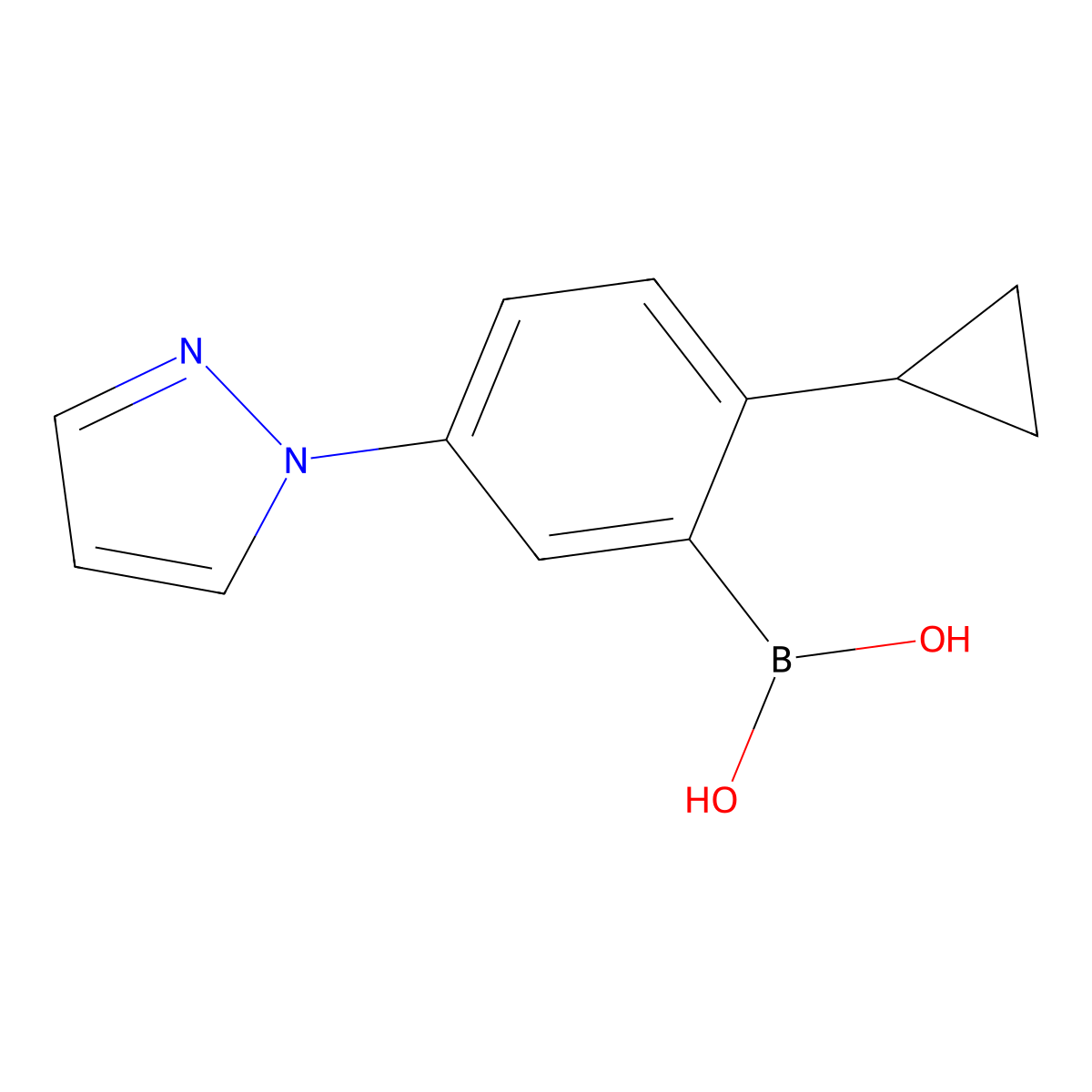 (2-Cyclopropyl-5-(1H-pyrazol-1-yl)phenyl)boronic acid molecular structure, CAS 2225177-52-4