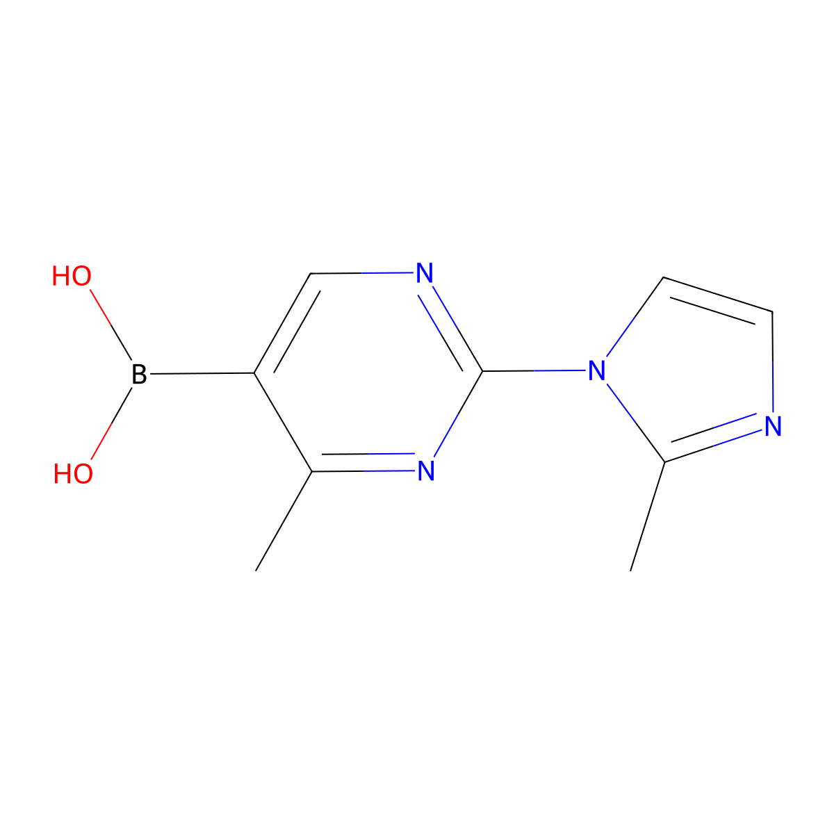 (4-Methyl-2-(2-methyl-1H-imidazol-1-yl)pyrimidin-5-yl)boronic acid molecular structure, CAS 2225177-53-5