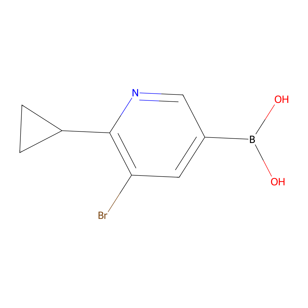 6-Cyclopropyl-5-bromopyridine-3-boronic acid molecular structure, CAS 2225177-57-9