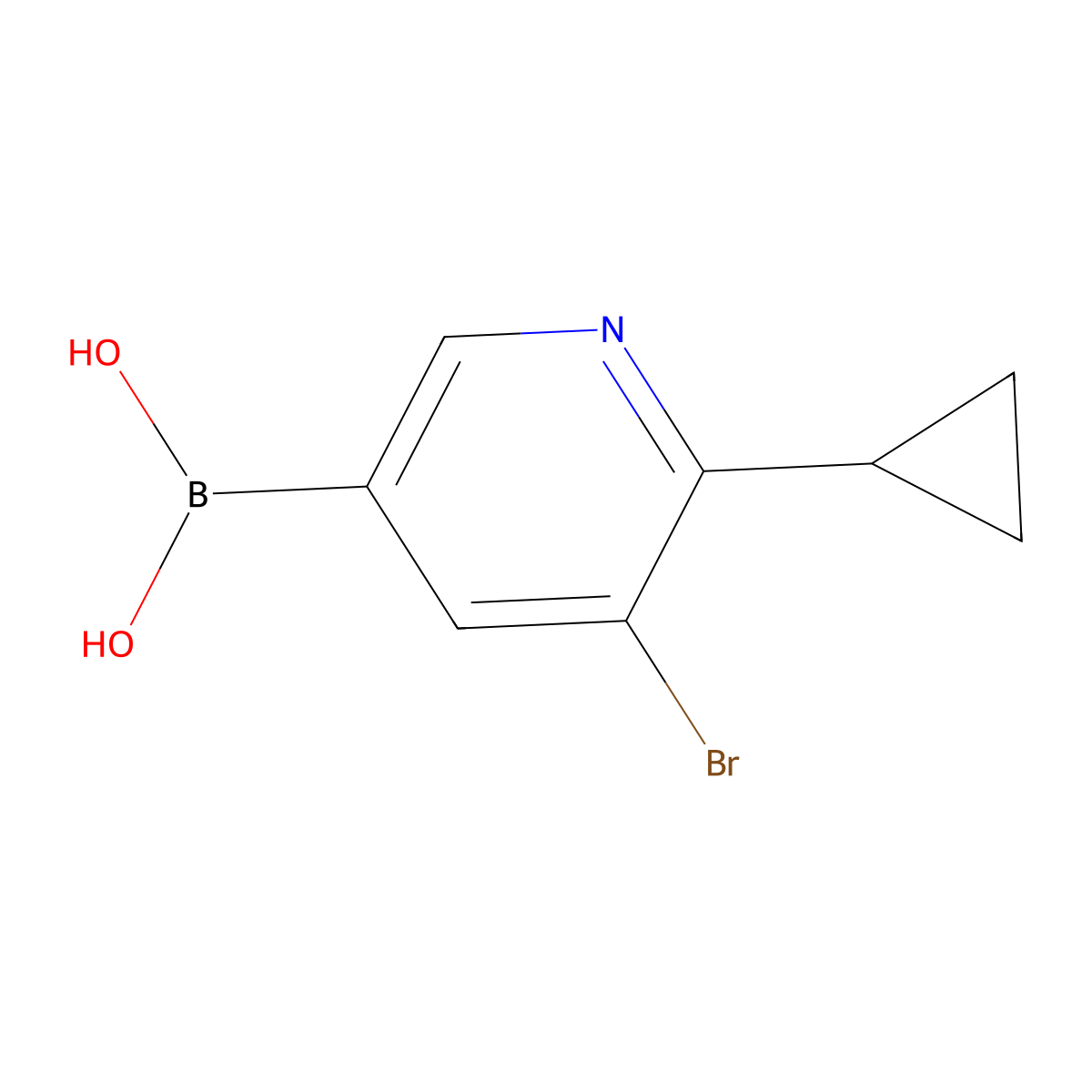 6-Cyclopropyl-5-bromopyridine-3-boronic acid molecular structure, CAS 2225177-57-9