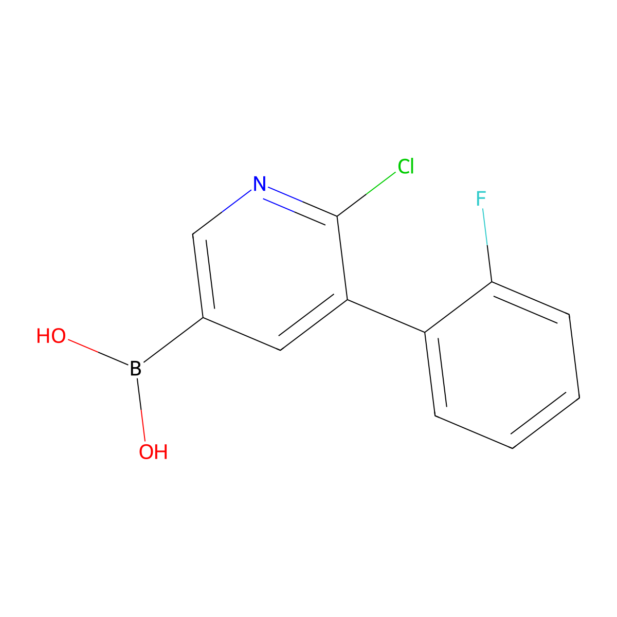 6-Chloro-5-(2-fluorophenyl)pyridine-3-boronic acid molecular structure, CAS 2225177-58-0