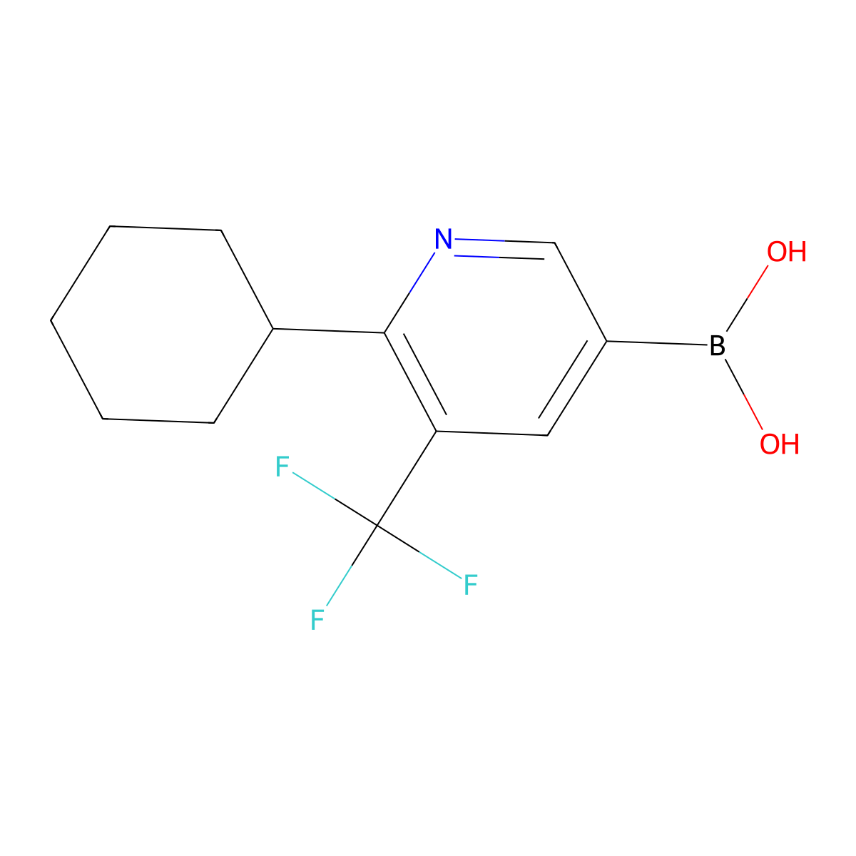 6-Cyclohexyl-5-trifluoromethylpyridine-3-boronic acid molecular structure, CAS 2225177-59-1