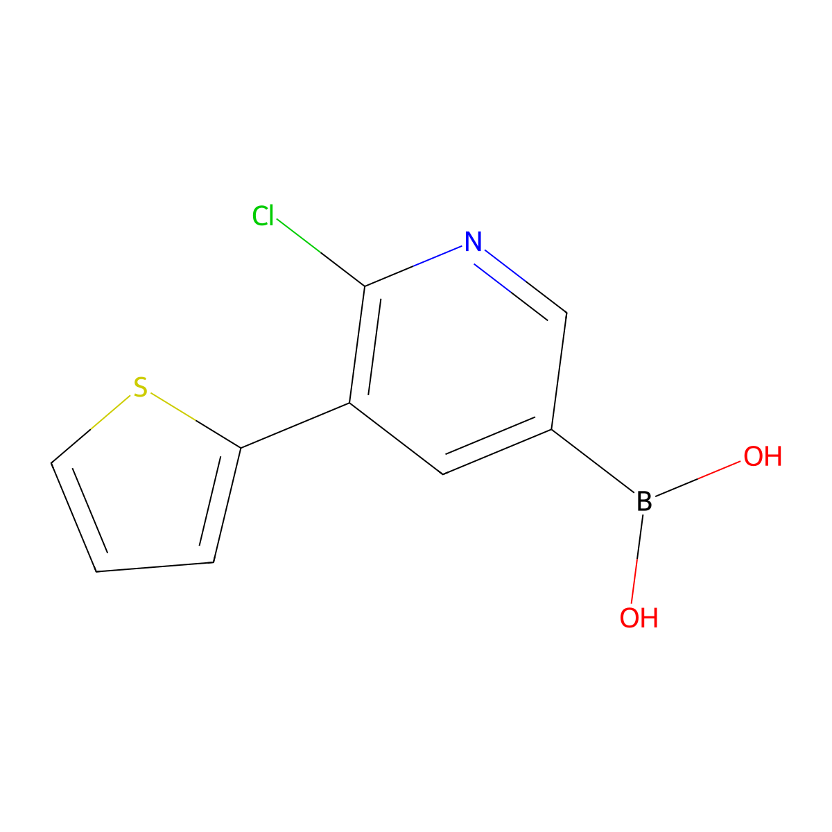 6-Chloro-5-(2-thienyl)pyridine-3-boronic acid molecular structure, CAS 2225177-60-4