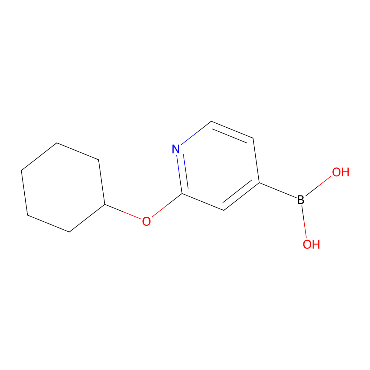 (2-(Cyclohexyloxy)pyridin-4-yl)boronic acid molecular structure, CAS 2225177-63-7