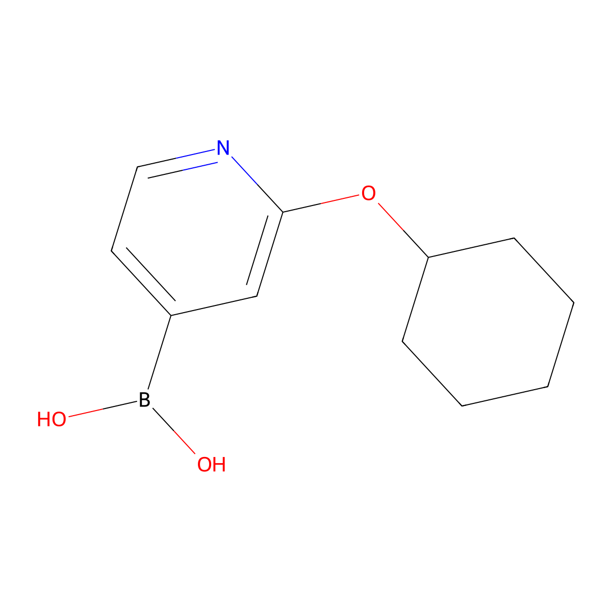 (2-(Cyclohexyloxy)pyridin-4-yl)boronic acid molecular structure, CAS 2225177-63-7