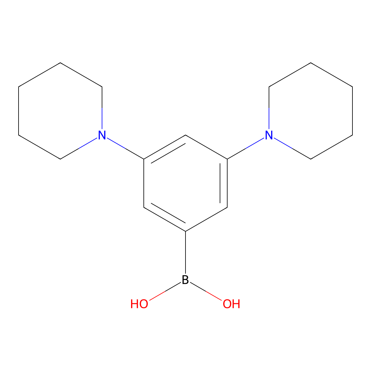 (3,5-Di(piperidin-1-yl)phenyl)boronic acid molecular structure, CAS 2225177-64-8