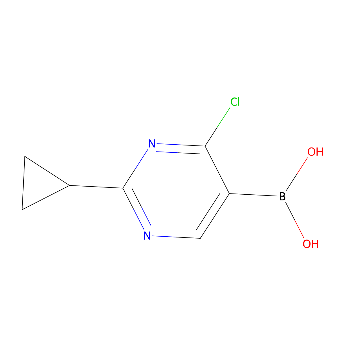 (4-Chloro-2-cyclopropylpyrimidin-5-yl)boronic acid molecular structure, CAS 2225177-67-1