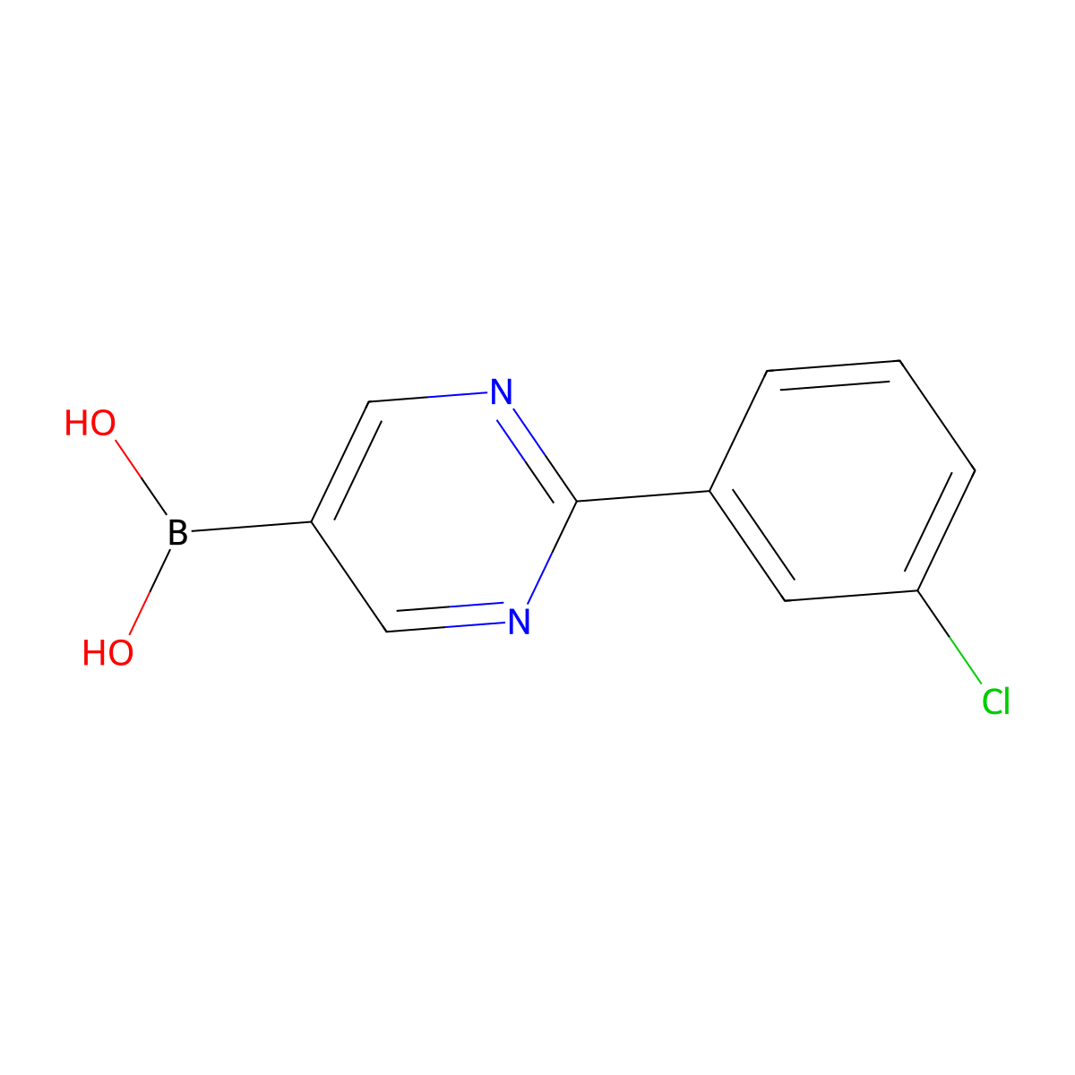 (2-(3-Chlorophenyl)pyrimidin-5-yl)boronic acid molecular structure, CAS 2225177-68-2