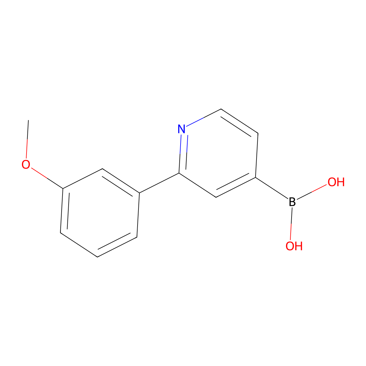 (2-(3-Methoxyphenyl)pyridin-4-yl)boronic acid molecular structure, CAS 2225177-69-3