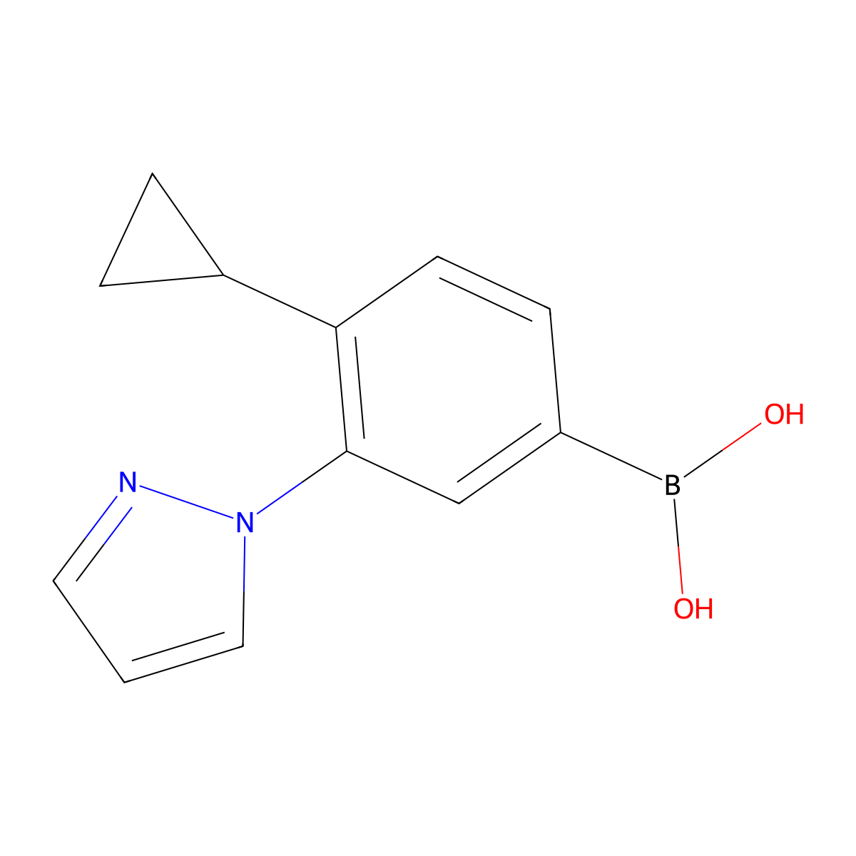(4-Cyclopropyl-3-(1H-pyrazol-1-yl)phenyl)boronic acid molecular structure, CAS 2225177-71-7