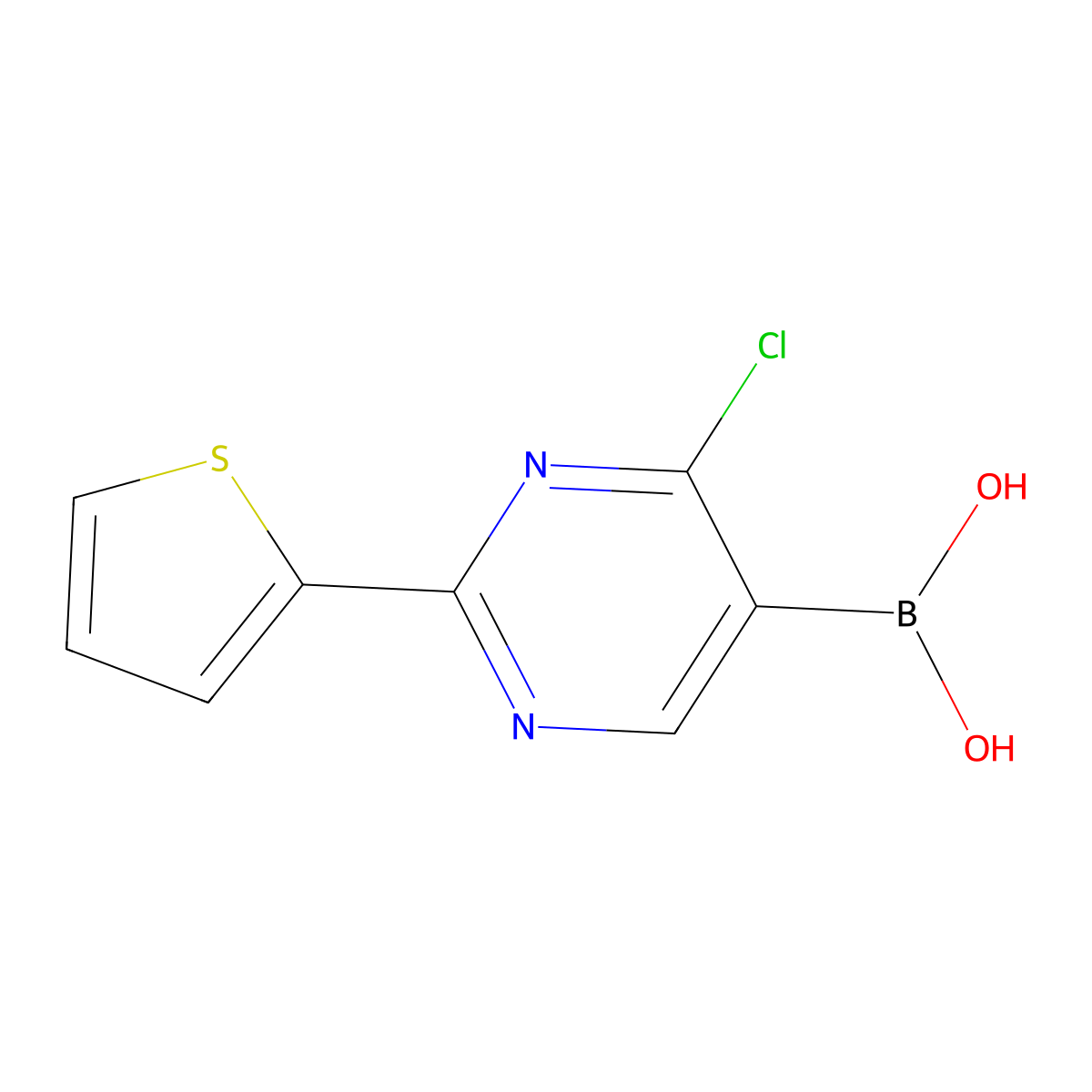 (4-Chloro-2-(thiophen-2-yl)pyrimidin-5-yl)boronic acid molecular structure, CAS 2225177-75-1