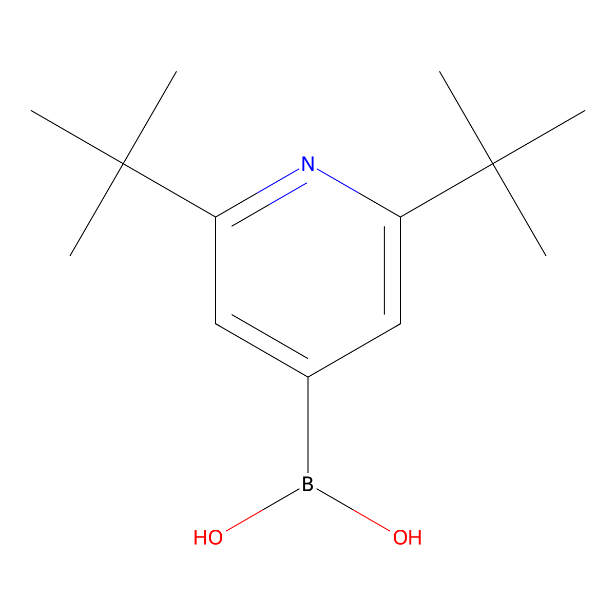 (2,6-Di-tert-butylpyridin-4-yl)boronic acid molecular structure, CAS 2225177-77-3
