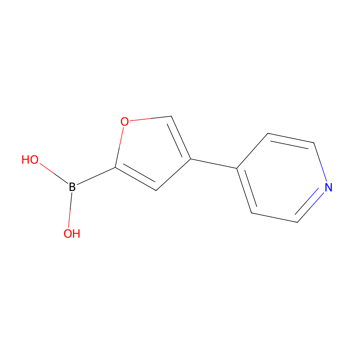 (4-(Pyridin-4-yl)furan-2-yl)boronic acid molecular structure, CAS 2225177-80-8