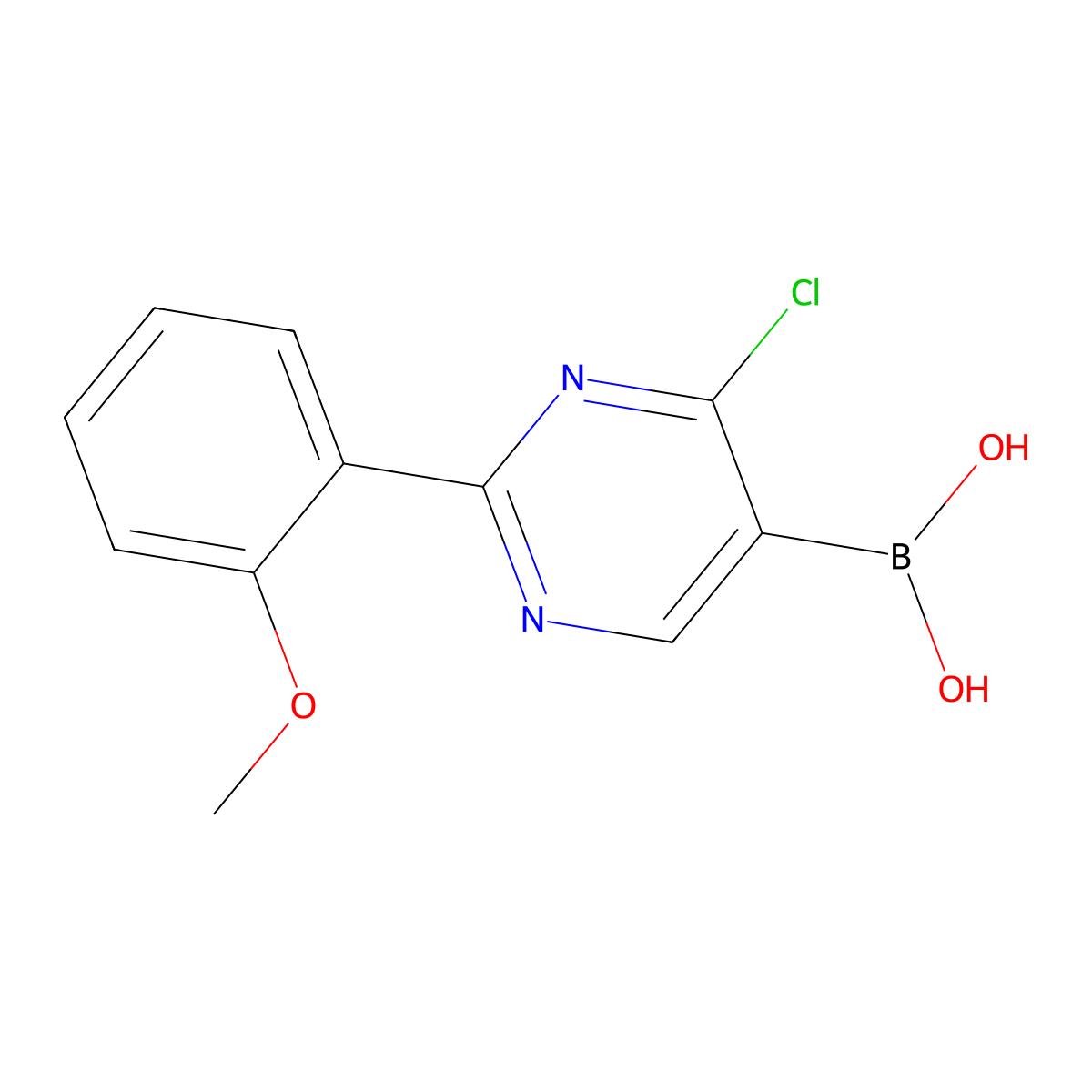 (4-Chloro-2-(2-methoxyphenyl)pyrimidin-5-yl)boronic acid molecular structure, CAS 2225177-81-9