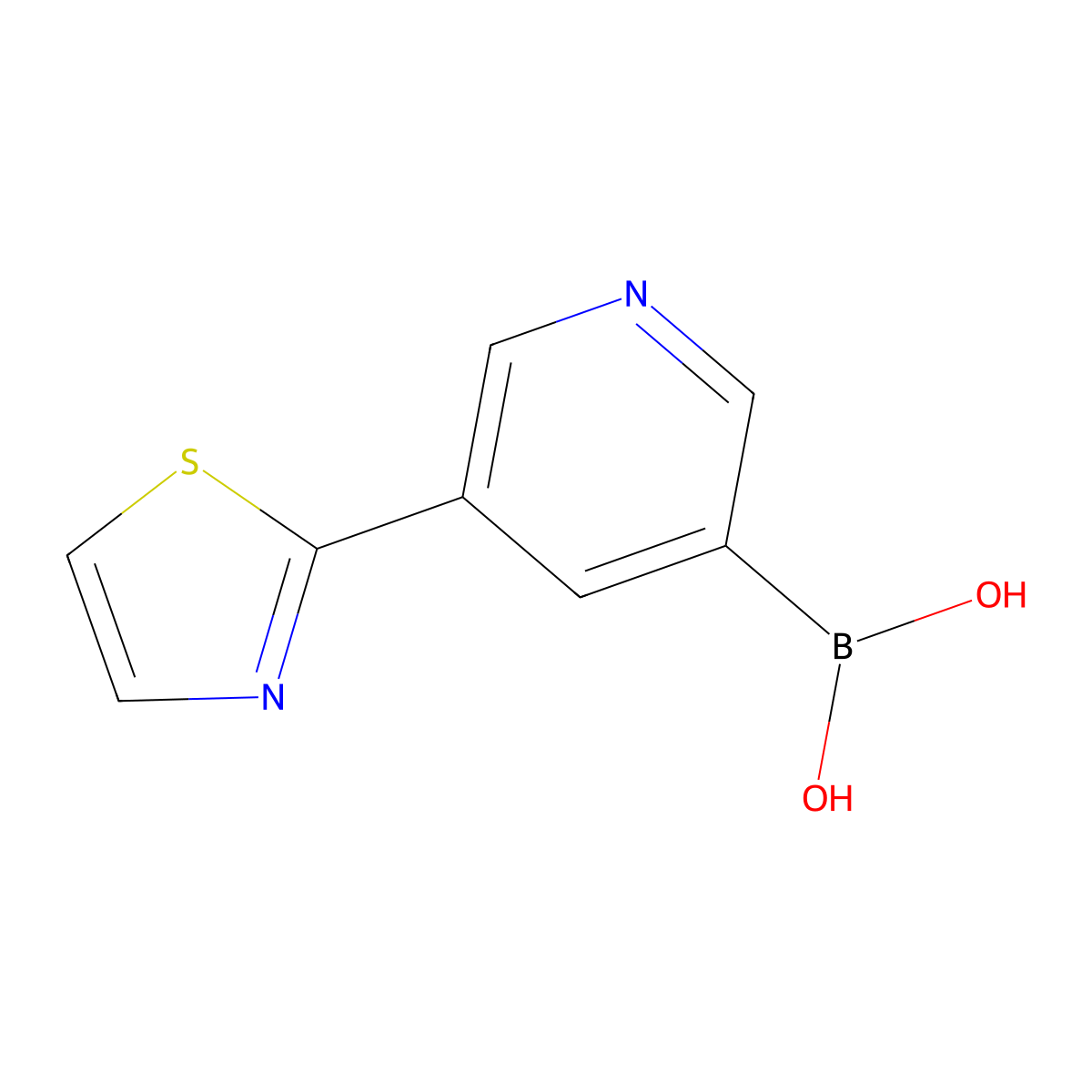 (5-(Thiazol-2-yl)pyridin-3-yl)boronic acid molecular structure, CAS 2225177-85-3