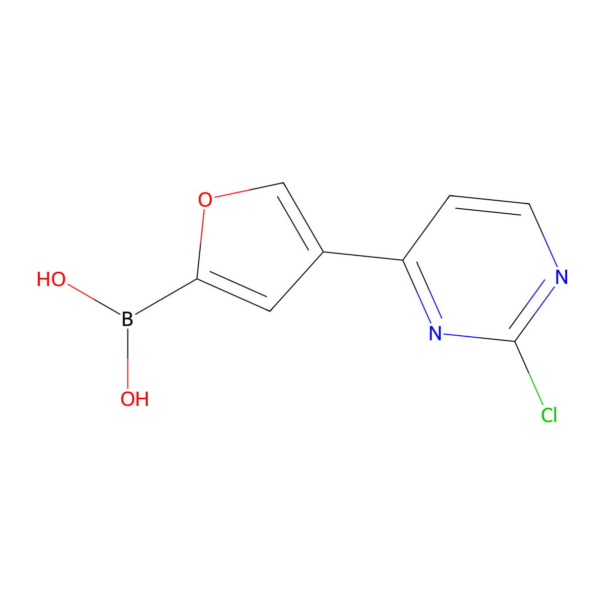 (4-(2-Chloropyrimidin-4-yl)furan-2-yl)boronic acid molecular structure, CAS 2225177-86-4