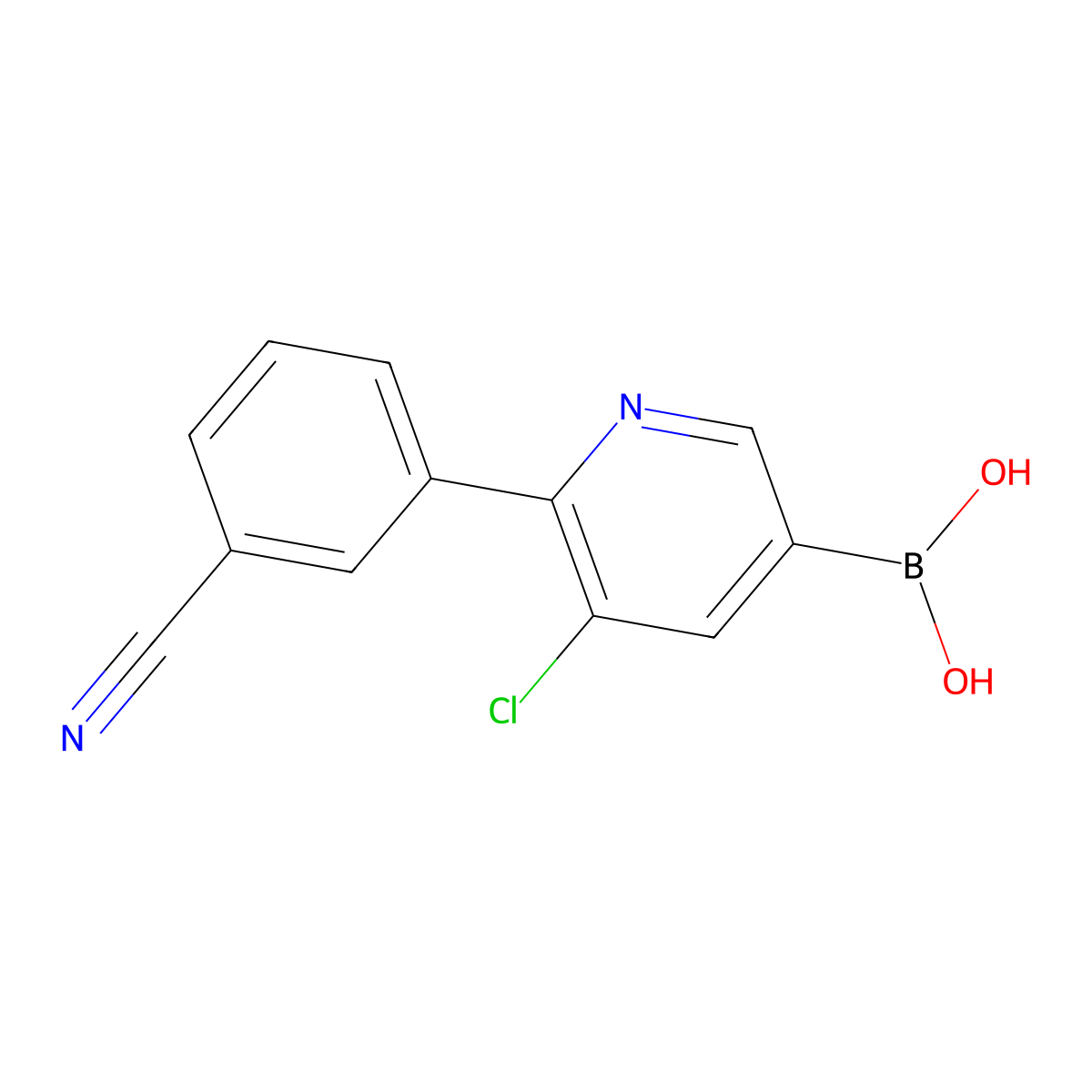 (5-Chloro-6-(3-cyanophenyl)pyridin-3-yl)boronic acid molecular structure, CAS 2225177-89-7