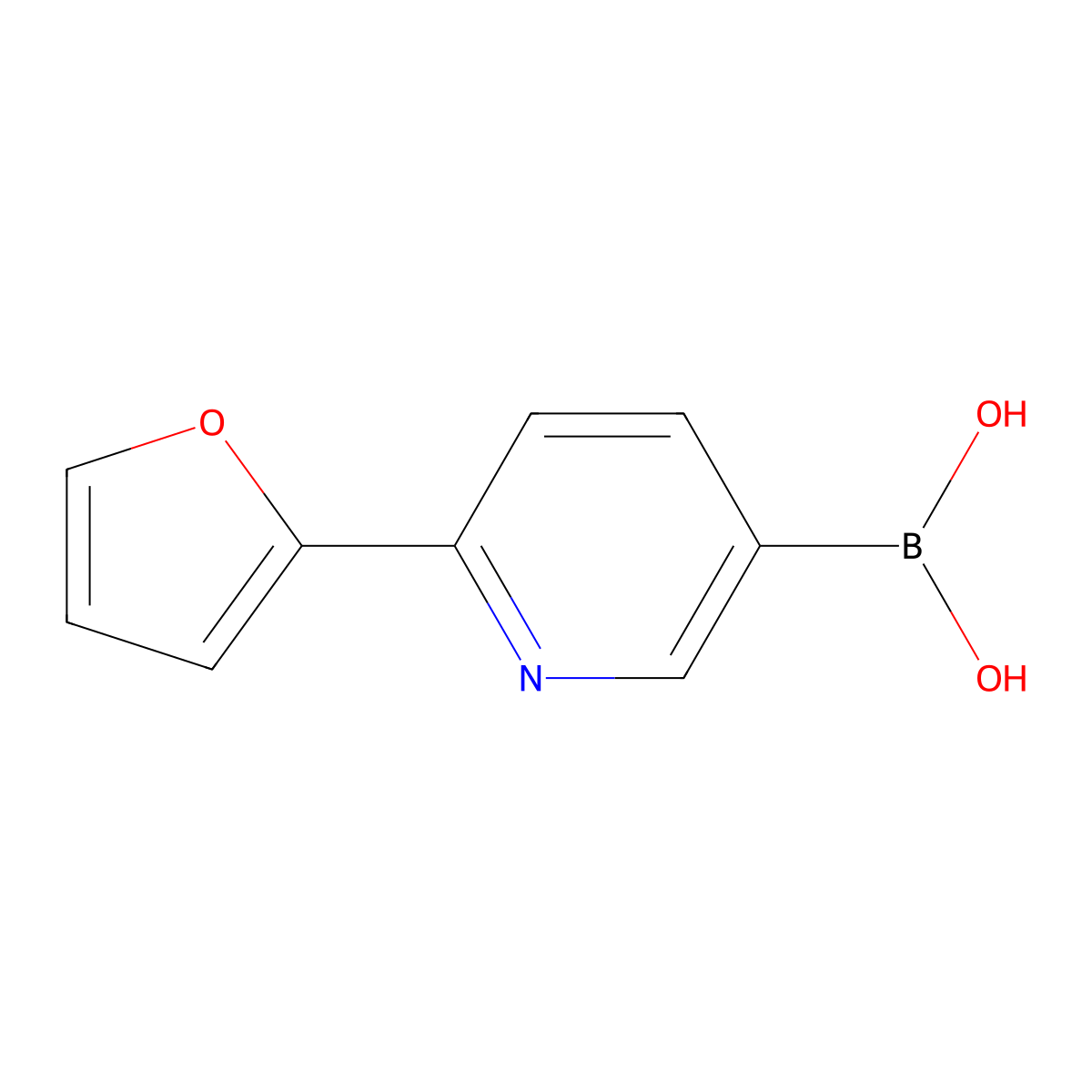 (6-(Furan-2-yl)pyridin-3-yl)boronic acid molecular structure, CAS 2225177-92-2