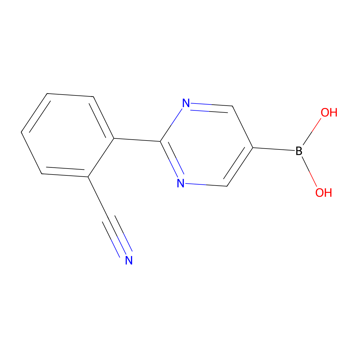 (2-(2-Cyanophenyl)pyrimidin-5-yl)boronic acid molecular structure, CAS 2225177-99-9