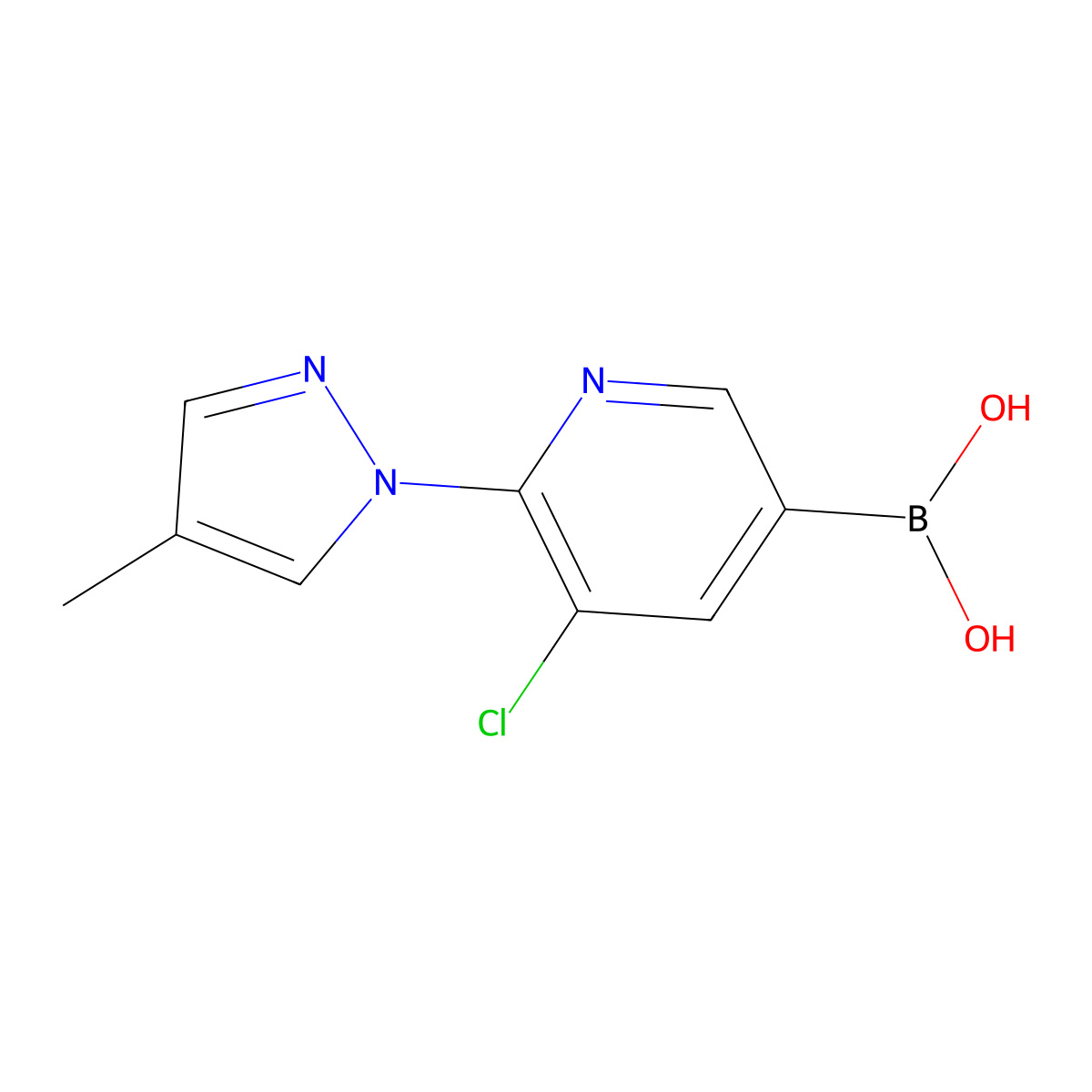 (5-Chloro-6-(4-methyl-1H-pyrazol-1-yl)pyridin-3-yl)boronic acid molecular structure, CAS 2225178-00-5