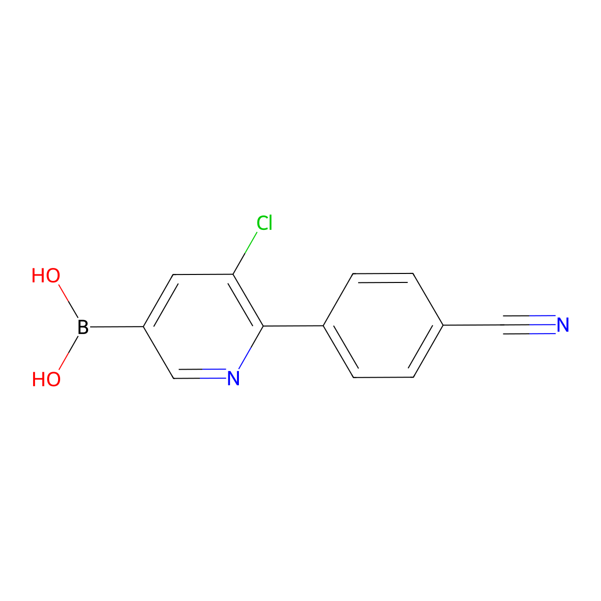 (5-Chloro-6-(4-cyanophenyl)pyridin-3-yl)boronic acid molecular structure, CAS 2225178-04-9