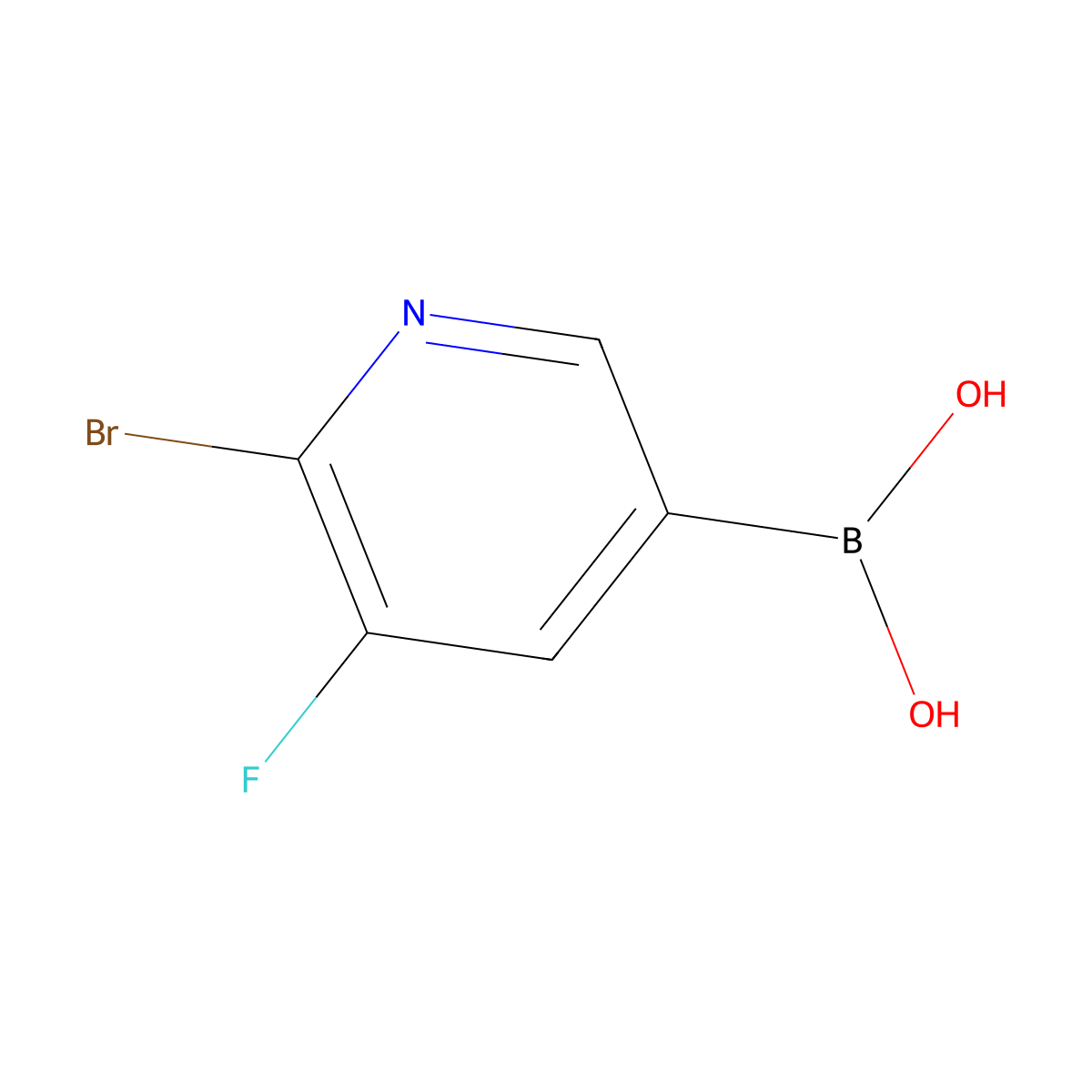 (6-Bromo-5-fluoropyridin-3-YL)boronic acid molecular structure, CAS 2225178-15-2