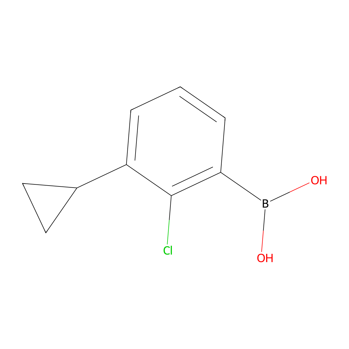 (2-Chloro-3-cyclopropylphenyl)boronic acid molecular structure, CAS 2225178-18-5
