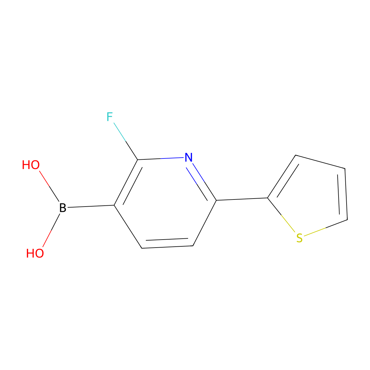 (2-Fluoro-6-(thiophen-2-yl)pyridin-3-yl)boronic acid molecular structure, CAS 2225178-20-9