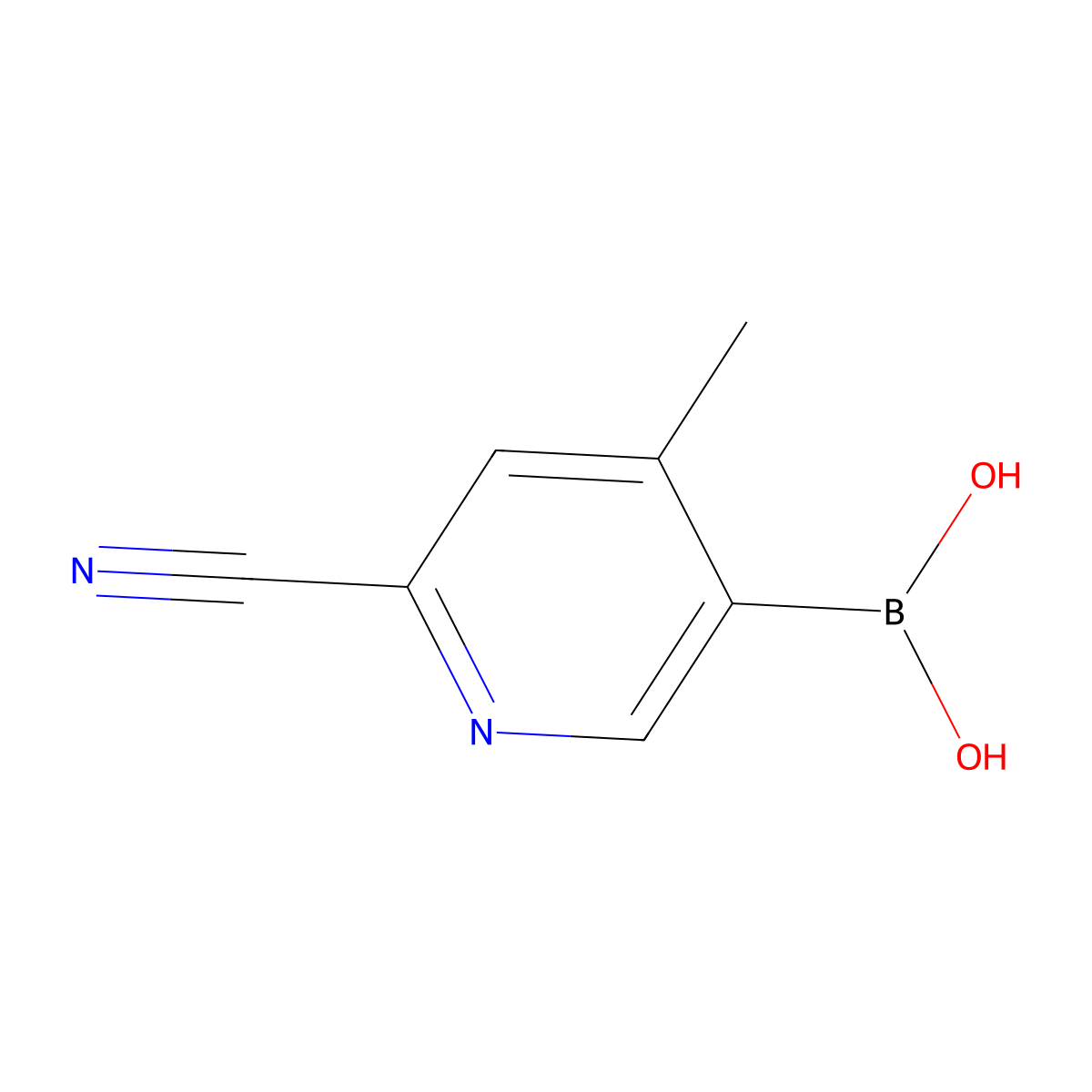 (6-Cyano-4-methylpyridin-3-yl)boronic acid molecular structure, CAS 2225178-21-0