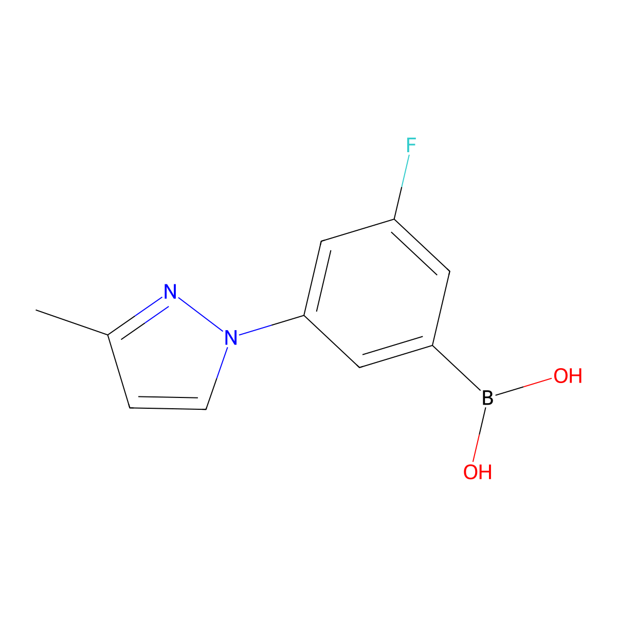 (3-Fluoro-5-(3-methyl-1H-pyrazol-1-yl)phenyl)boronic acid molecular structure, CAS 2225178-25-4
