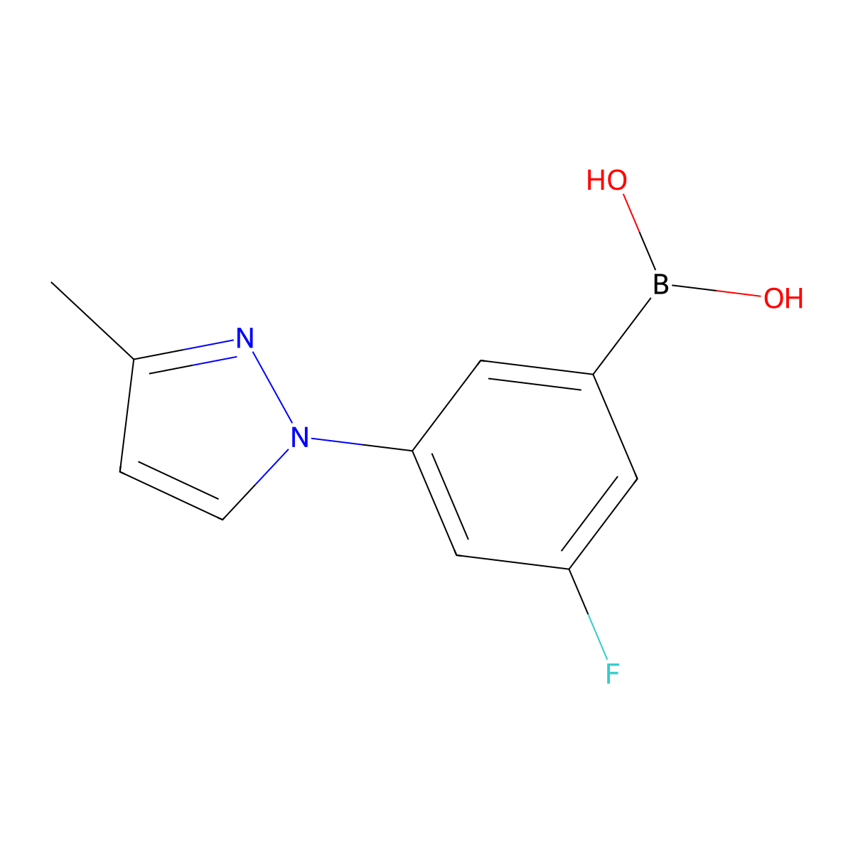(3-Fluoro-5-(3-methyl-1H-pyrazol-1-yl)phenyl)boronic acid molecular structure, CAS 2225178-25-4