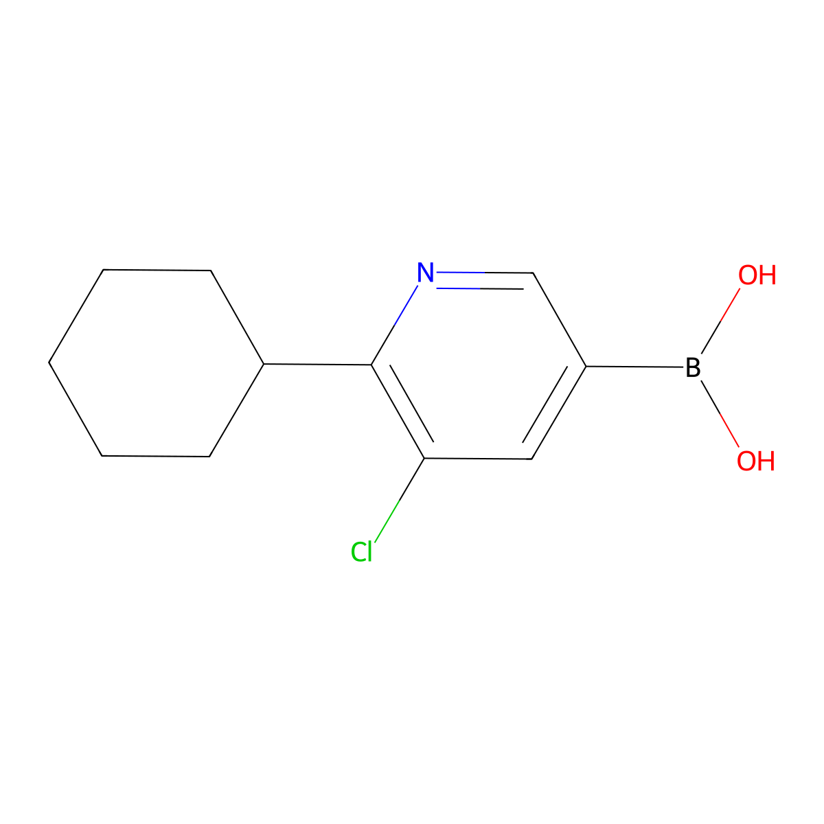 5-Chloro-6-cyclohexylpyridine-3-boronic acid molecular structure, CAS 2225178-30-1