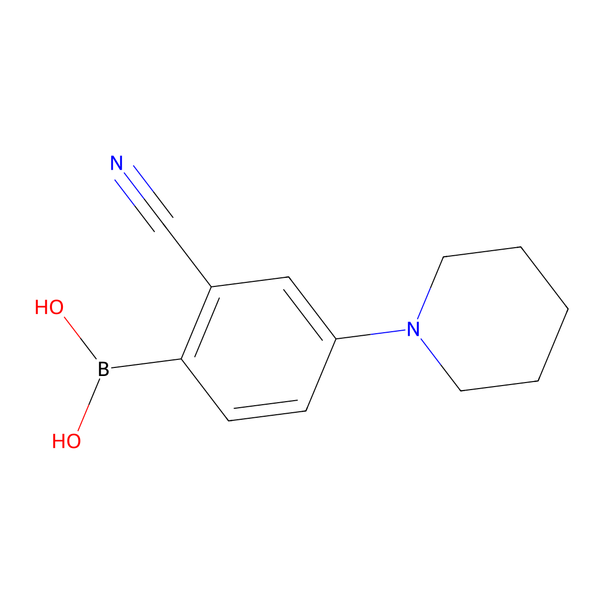 (2-Cyano-4-(piperidin-1-yl)phenyl)boronic acid molecular structure, CAS 2225178-31-2