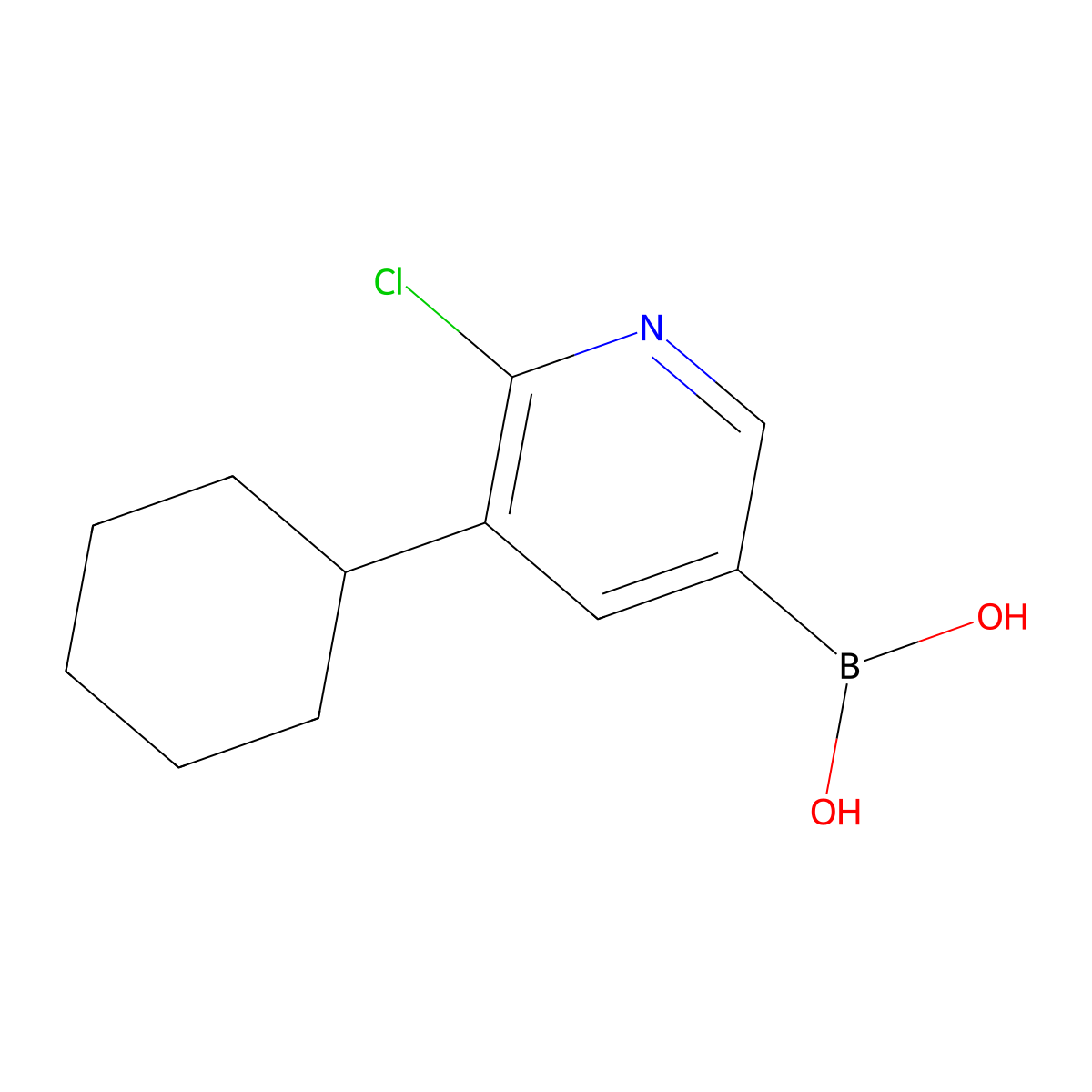 6-Chloro-5-(cyclohexyl)pyridine-3-boronic acid molecular structure, CAS 2225178-32-3