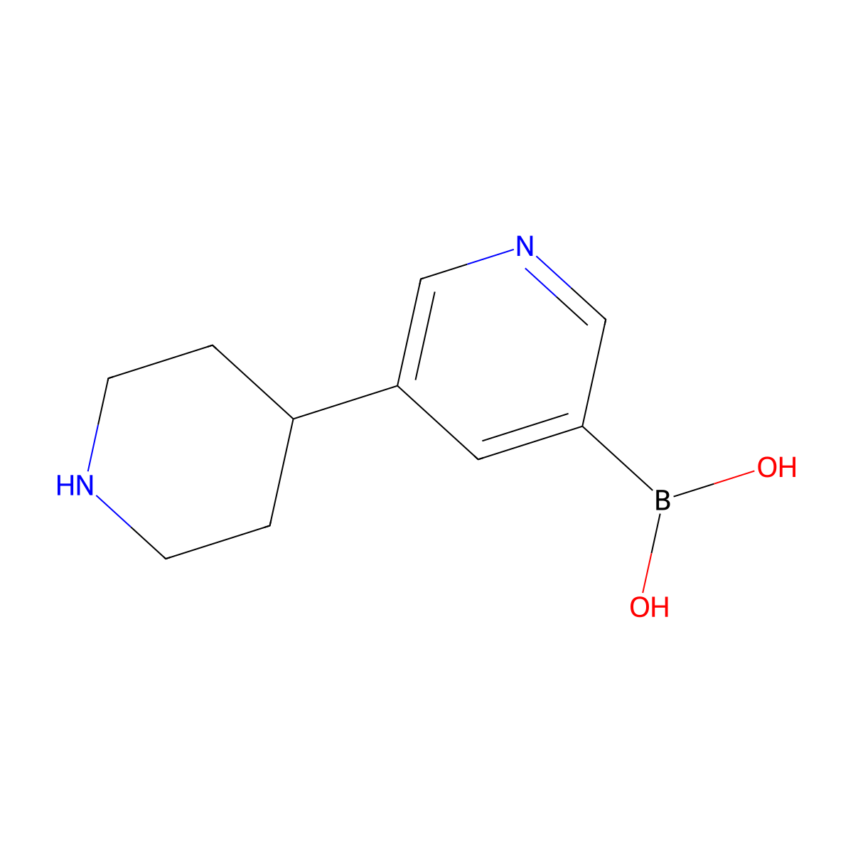 5-(Piperidin-4-yl)pyridine-3-boronic acid molecular structure, CAS 2225178-34-5