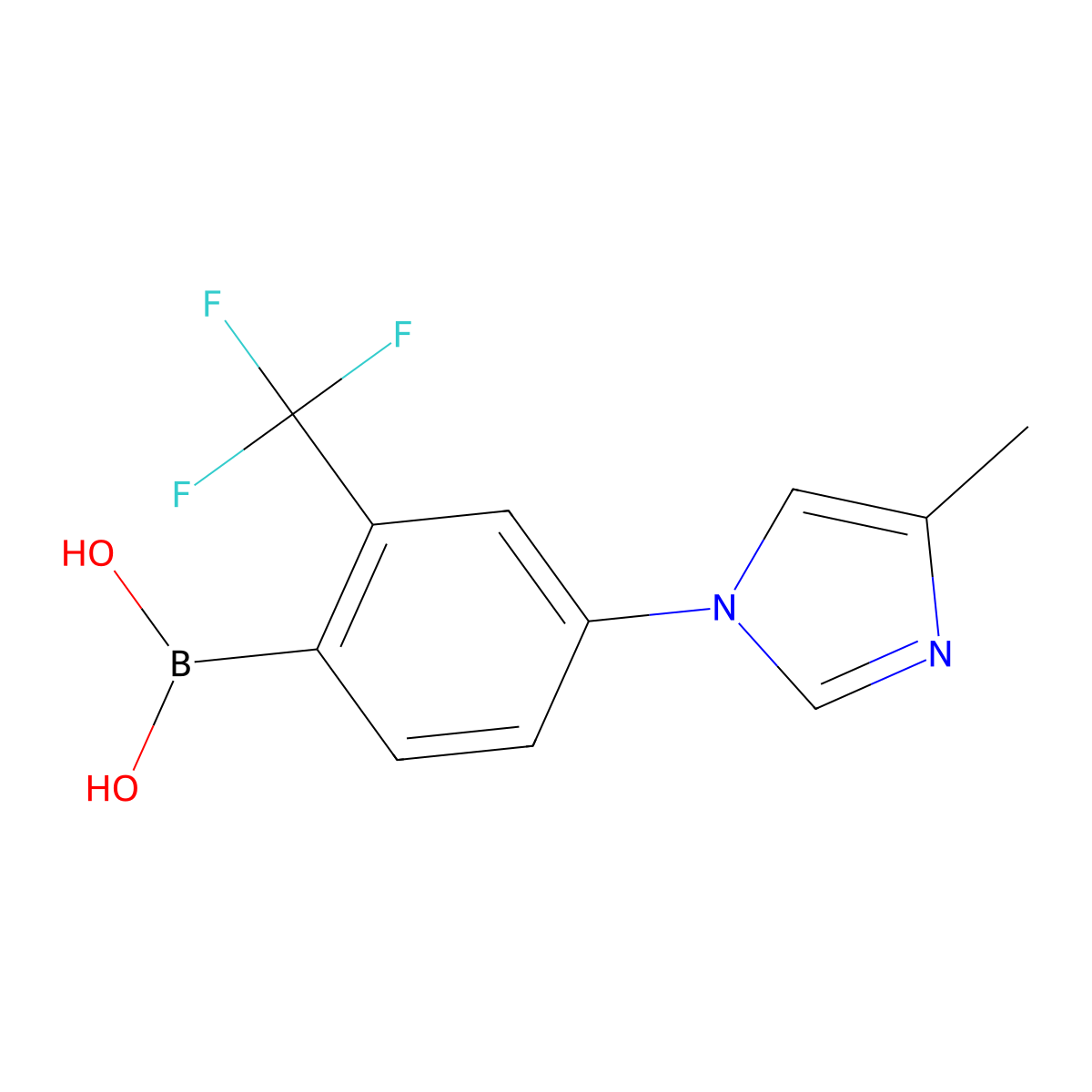 (4-(4-Methyl-1H-imidazol-1-yl)-2-(trifluoromethyl)phenyl)boronic acid molecular structure, CAS 2225178-35-6