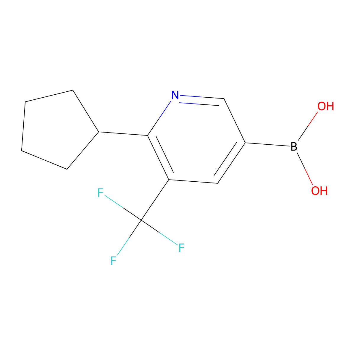 6-Cyclopentyl-5-trifluoromethylpyridine-3-boronic acid molecular structure, CAS 2225178-42-5