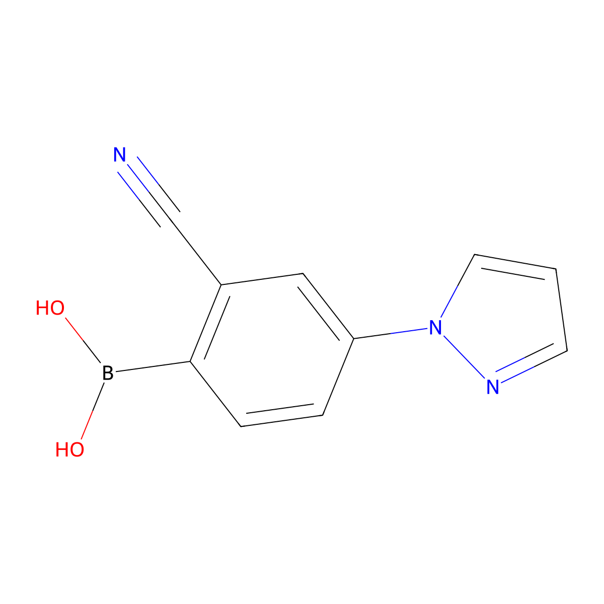(2-Cyano-4-(1H-pyrazol-1-yl)phenyl)boronic acid molecular structure, CAS 2225178-45-8