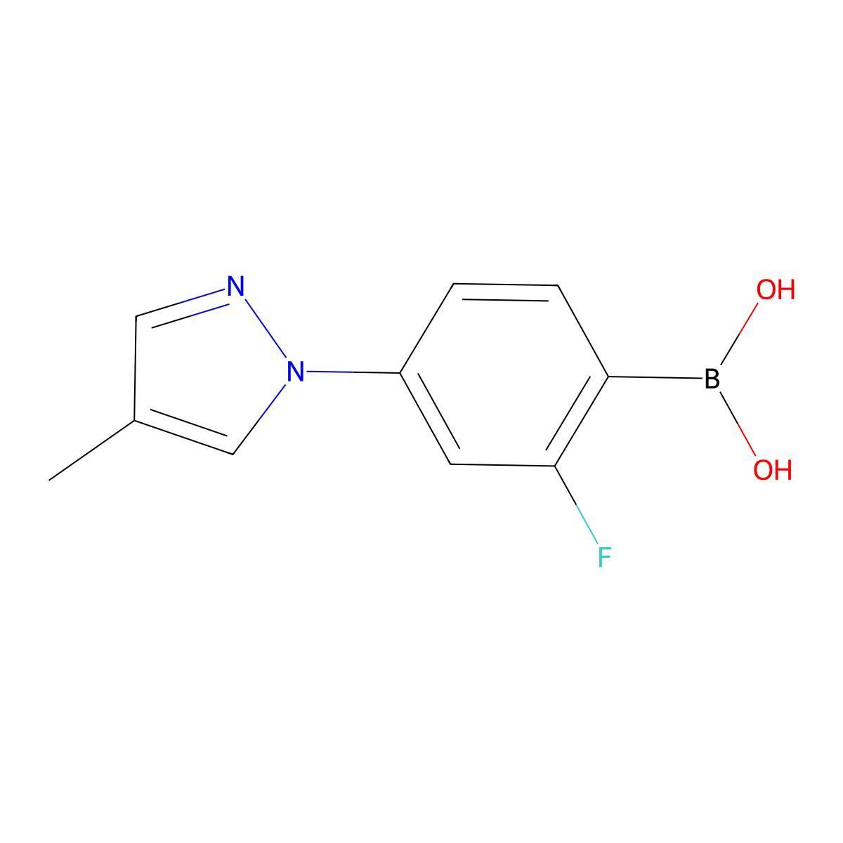(2-Fluoro-4-(4-methyl-1H-pyrazol-1-yl)phenyl)boronic acid molecular structure, CAS 2225178-48-1