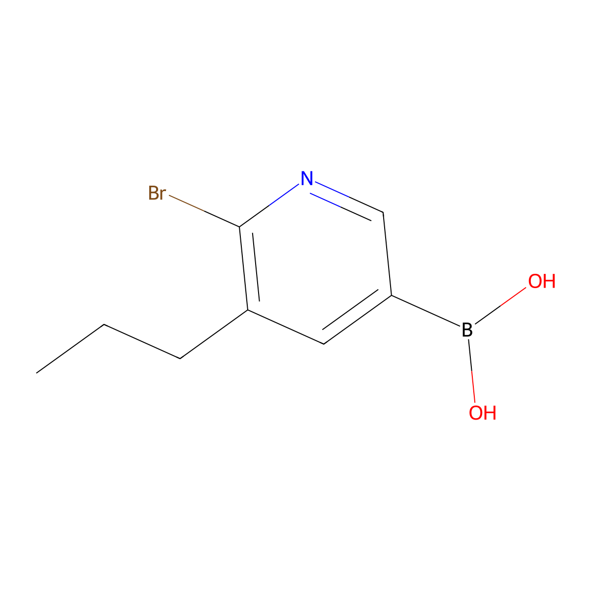 6-Bromo-5-(n-propyl)pyridine-3-boronic acid molecular structure, CAS 2225178-49-2