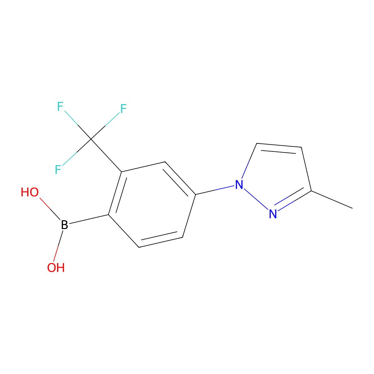 (4-(3-Methyl-1H-pyrazol-1-yl)-2-(trifluoromethyl)phenyl)boronic acid molecular structure, CAS 2225178-52-7