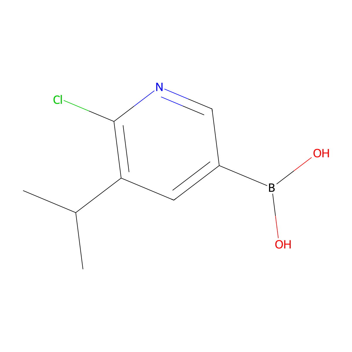 6-Chloro-5-(iso-propyl)pyridine-3-boronic acid molecular structure, CAS 2225178-54-9