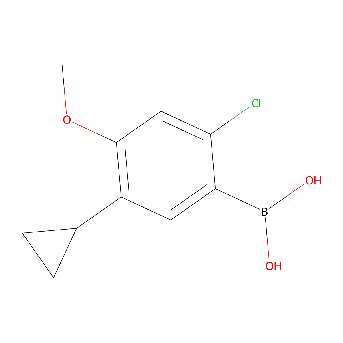 (2-Chloro-5-cyclopropyl-4-methoxyphenyl)boronic acid molecular structure, CAS 2225178-55-0