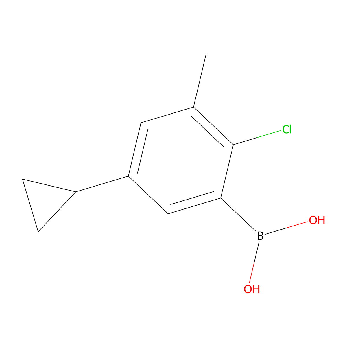 (2-Chloro-5-cyclopropyl-3-methylphenyl)boronic acid molecular structure, CAS 2225178-56-1