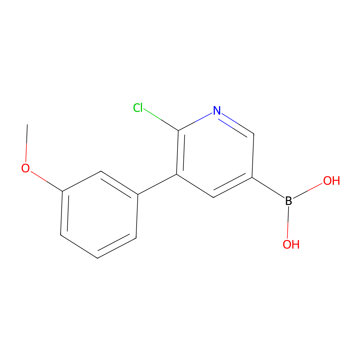 6-Chloro-5-(3-methoxyphenyl)pyridine-3-boronic acid molecular structure, CAS 2225178-58-3