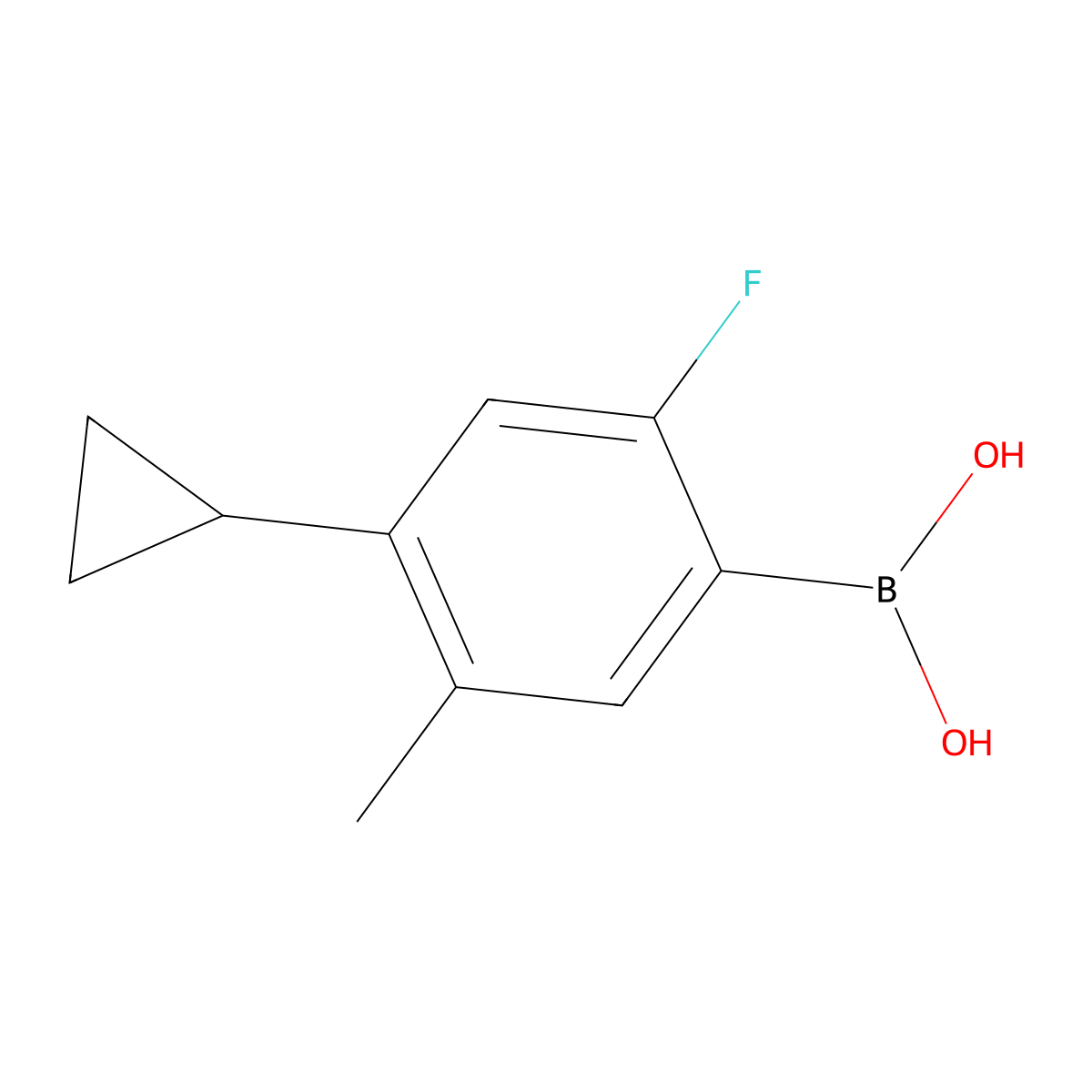 (4-Cyclopropyl-2-fluoro-5-methylphenyl)boronic acid molecular structure, CAS 2225178-59-4
