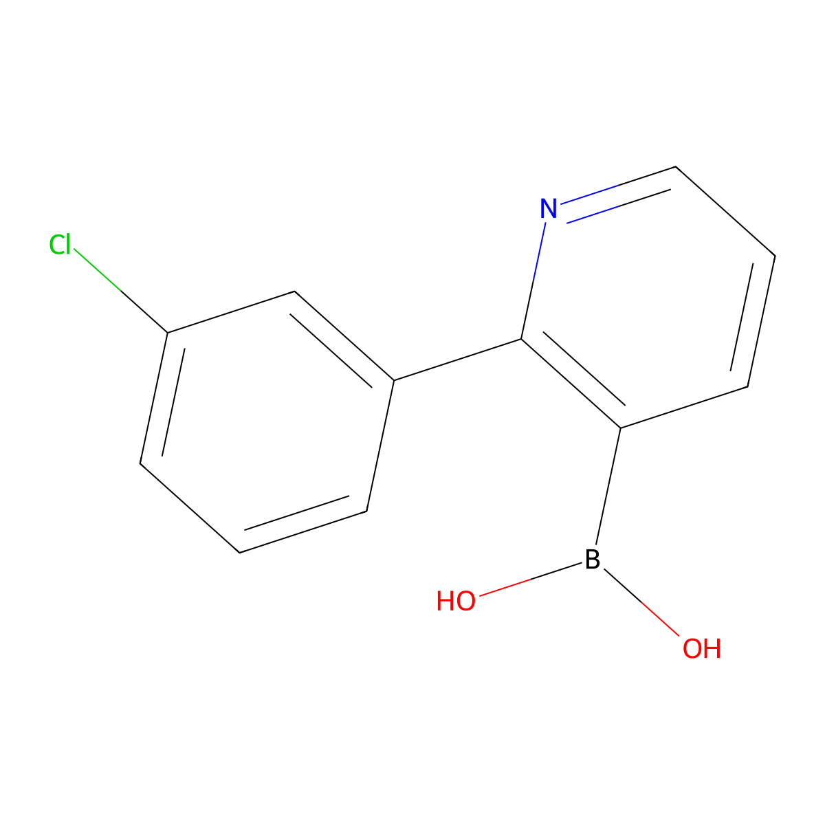 2-(3-Chlorophenyl)pyridine-3-boronic acid molecular structure, CAS 2225178-61-8