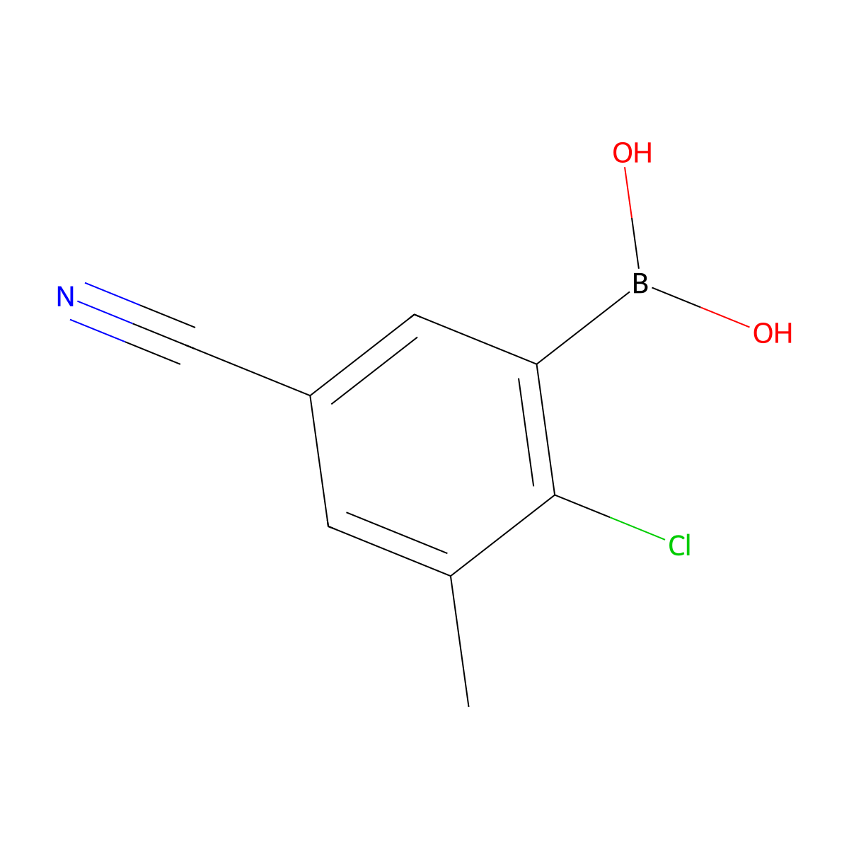 (2-Chloro-5-cyano-3-methylphenyl)boronic acid molecular structure, CAS 2225178-62-9