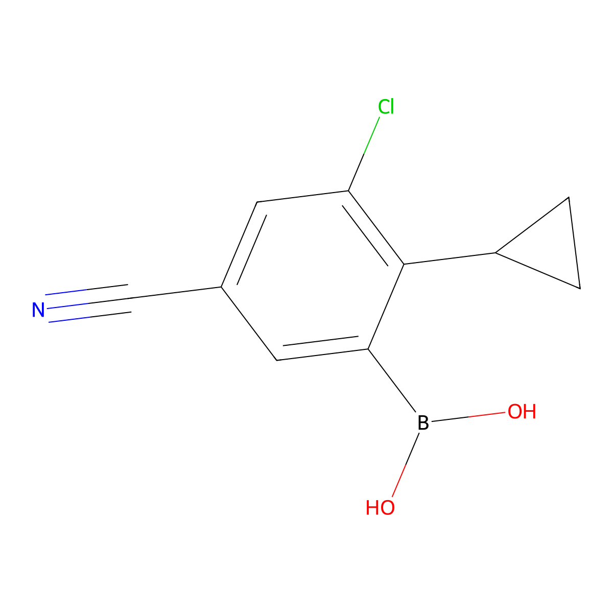 (3-Chloro-5-cyano-2-cyclopropylphenyl)boronic acid molecular structure, CAS 2225178-64-1